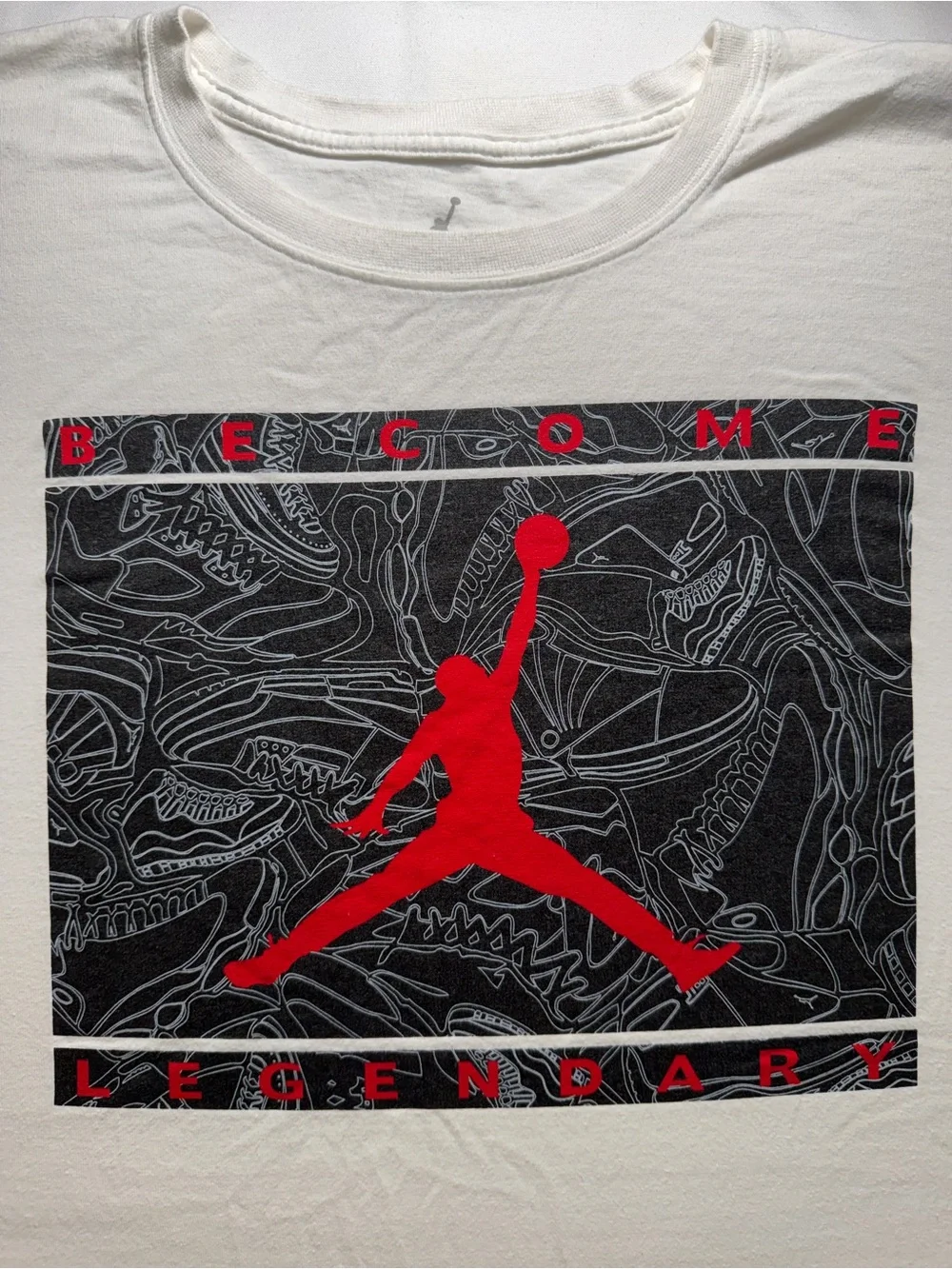Jordan Men’s White T-Shirt with Red and Black Jumpman Graphic